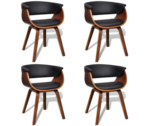 vidaXL virtuves krēsli, 4 gab., liekts koks un mākslīgā āda