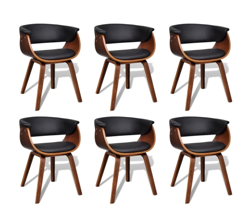 vidaXL virtuves krēsli, 6 gab., liekts koks un mākslīgā āda