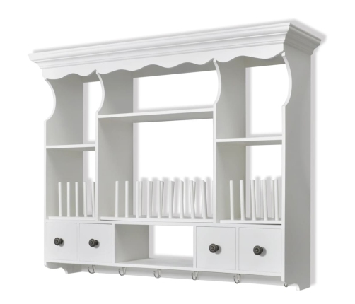 vidaXL virtuves sienas plaukts, balts koks