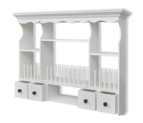 vidaXL virtuves sienas plaukts, balts koks