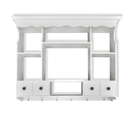 vidaXL virtuves sienas plaukts, balts koks