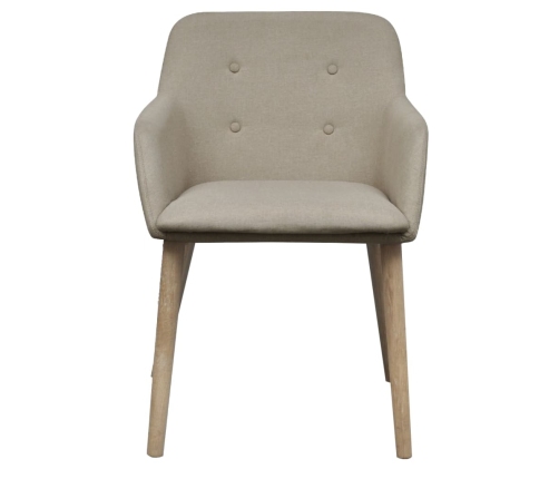 vidaXL virtuves krēsli, 4 gab., bēšs audums, masīvs ozolkoks