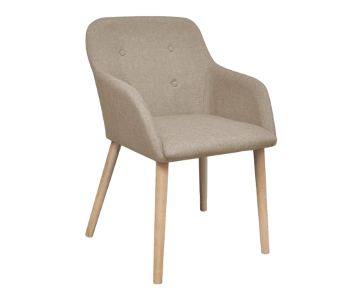 vidaXL virtuves krēsli, 6 gab., bēšs audums, masīvs ozolkoks