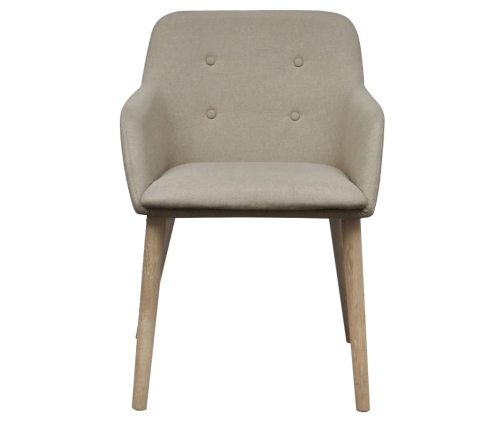 vidaXL virtuves krēsli, 6 gab., bēšs audums, masīvs ozolkoks