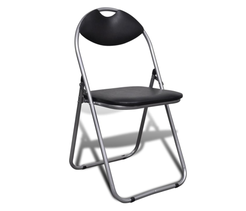 vidaXL virtuves krēsli, saliekami, 2 gab., melna mākslīgā āda, tērauds