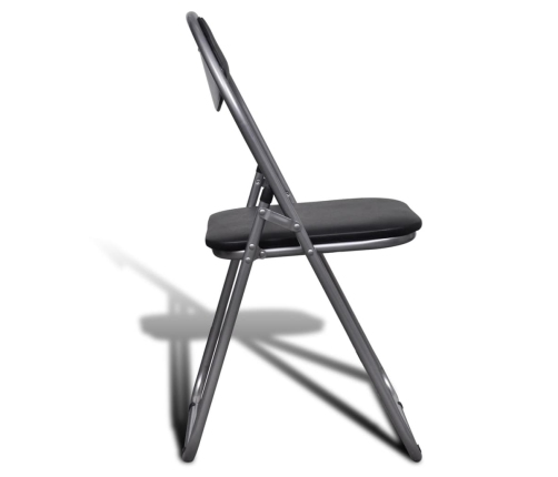 vidaXL virtuves krēsli, saliekami, 2 gab., melna mākslīgā āda, tērauds