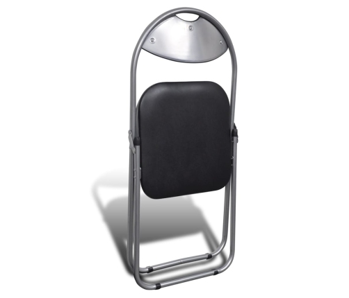 vidaXL virtuves krēsli, saliekami, 2 gab., melna mākslīgā āda, tērauds