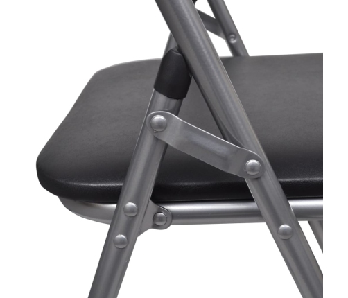 vidaXL virtuves krēsli, saliekami, 2 gab., melna mākslīgā āda, tērauds