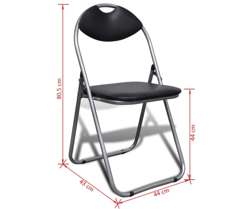 vidaXL virtuves krēsli, saliekami, 2 gab., melna mākslīgā āda, tērauds