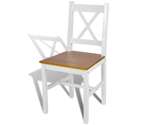 vidaXL virtuves krēsli, 4 gab., balti, priedes koks