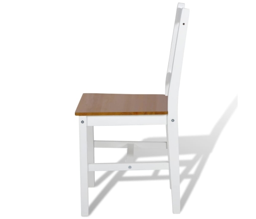 vidaXL virtuves krēsli, 4 gab., balti, priedes koks