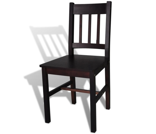 vidaXL virtuves krēsli, 4 gab., tumši brūni, priedes koks