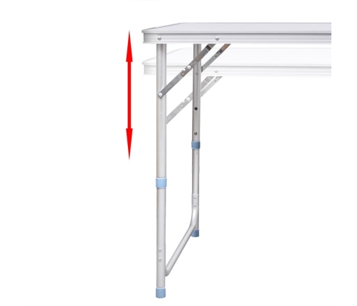 Saliekams kempinga galds un 6 taburetes, regulējams augstums, 180x60cm