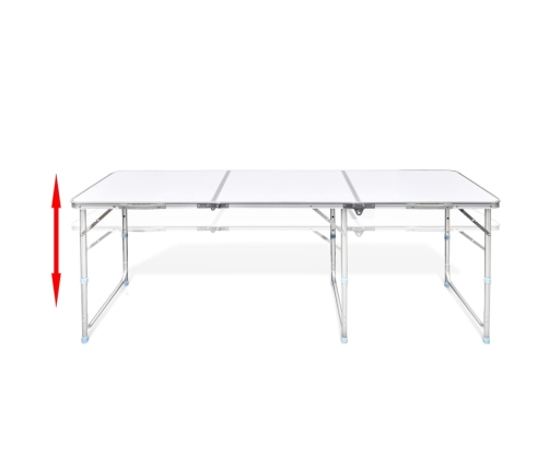 Saliekams kempinga galds un 6 taburetes, regulējams augstums, 180x60cm