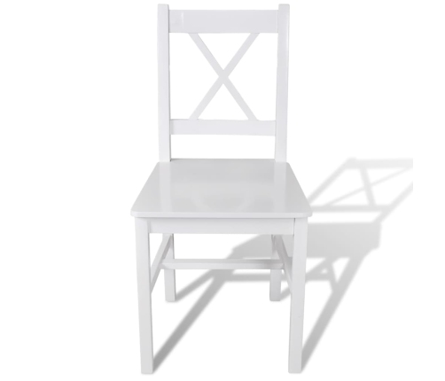 vidaXL virtuves krēsli, 6 gab., balti, priedes koks