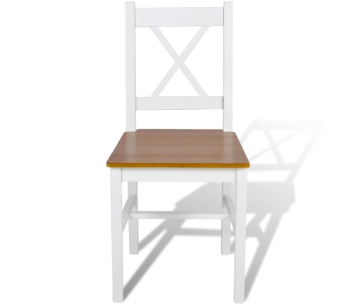 vidaXL virtuves krēsli, 6 gab., balti, priedes koks