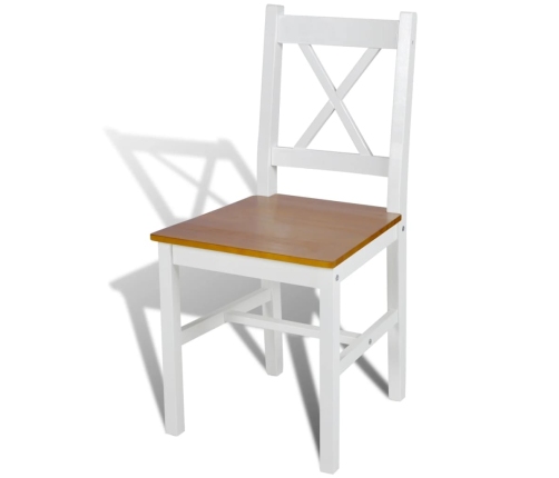 vidaXL virtuves krēsli, 6 gab., balti, priedes koks