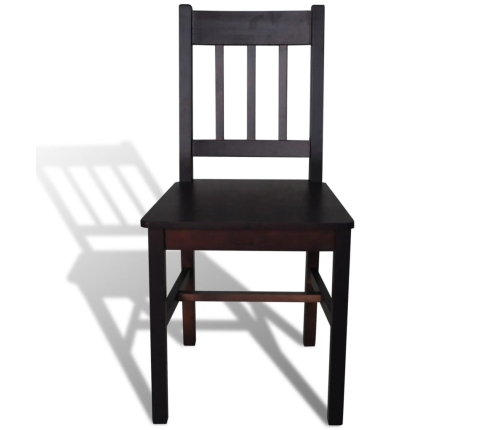 vidaXL virtuves krēsli, 6 gab., tumši brūni, priedes koks