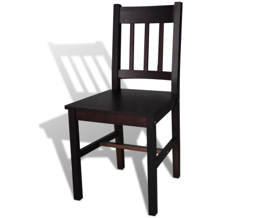 vidaXL virtuves krēsli, 6 gab., tumši brūni, priedes koks