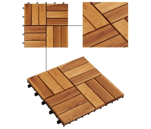 vidaXL terases flīzes, 10 gab., 30x30 cm, akācijas koks