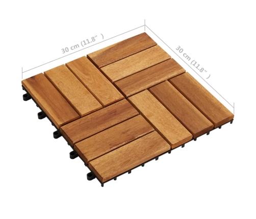 vidaXL terases flīzes, 10 gab., 30x30 cm, akācijas koks