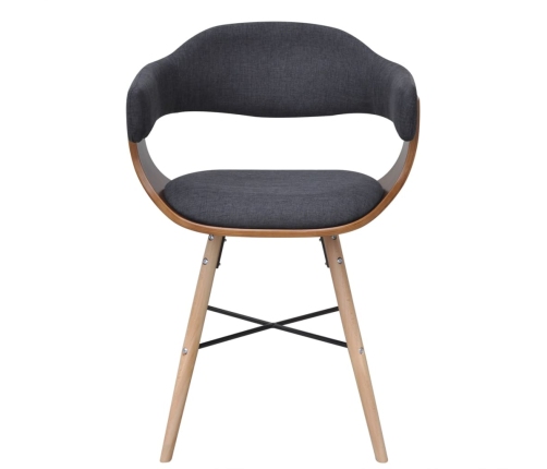 vidaXL virtuves krēsli, 4 gab., izliekts koks un audums, tumši pelēki