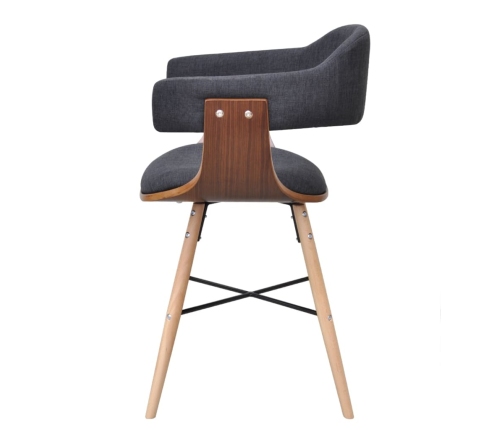 vidaXL virtuves krēsli, 4 gab., izliekts koks un audums, tumši pelēki