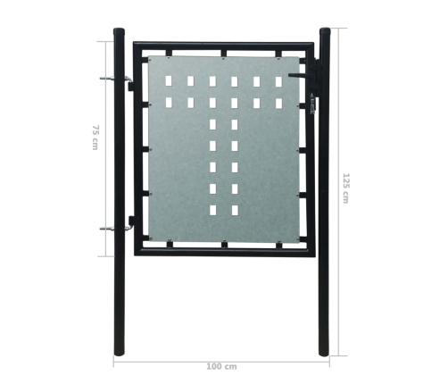 vidaXL vienviru vārti, melni, 100x125 cm