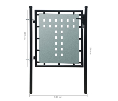 vidaXL vienviru vārti, melni, 100x150 cm