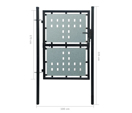 Vienviru Vārti, Melni, 100X225 Cm Vidaxl