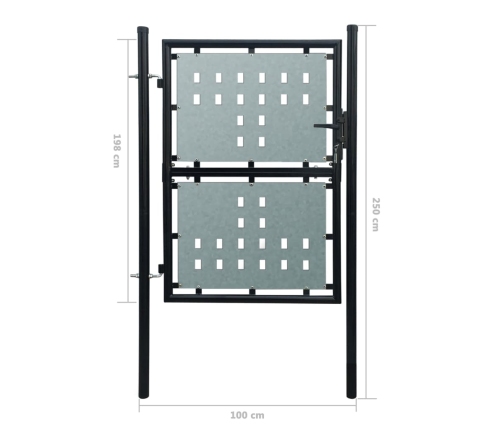 vidaXL vienviru vārti, melni, 100x250 cm