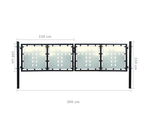 vidaXL vienviru vārti, melni, 300x150 cm