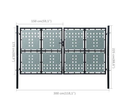 vidaXL vienviru vārti, melni, 300x225 cm