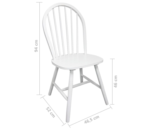 vidaXL virtuves krēsli, 2 gab., balts gumijas masīvkoks