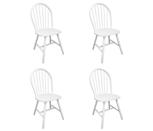 vidaXL virtuves krēsli, 4 gab., balti, masīvs gumijkoks
