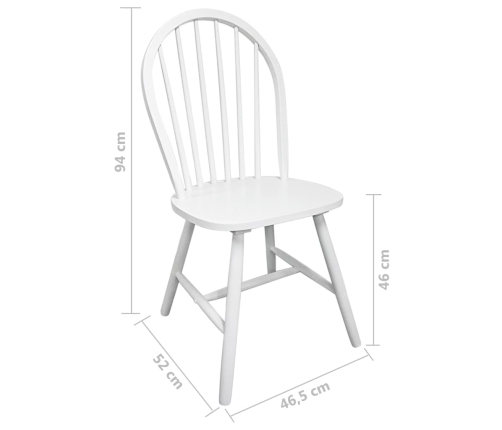 vidaXL virtuves krēsli, 4 gab., balti, masīvs gumijkoks
