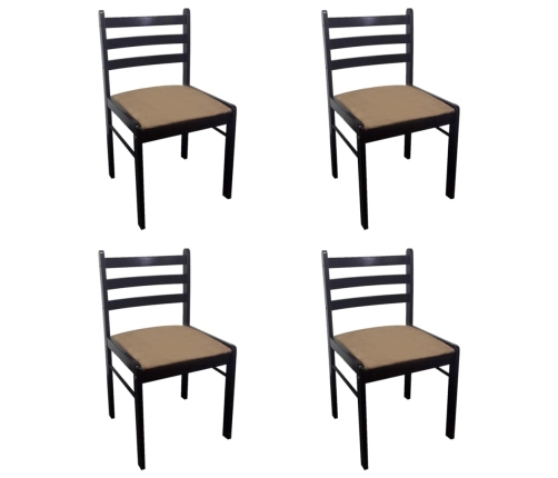 vidaXL virtuves krēsli, 4 gab., brūns, masīvs gumijkoks un samts