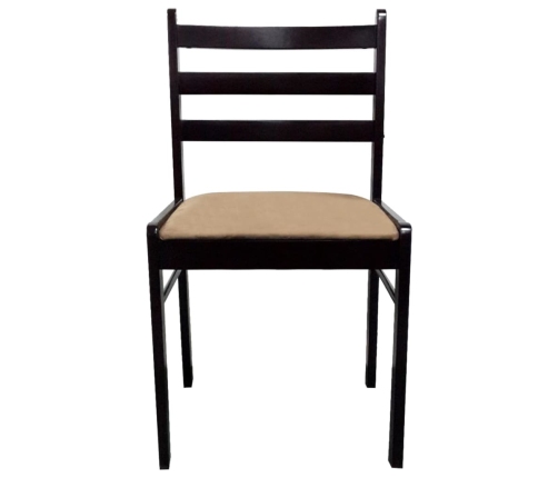 vidaXL virtuves krēsli, 4 gab., brūns, masīvs gumijkoks un samts