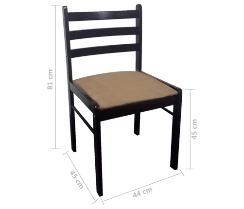 vidaXL virtuves krēsli, 4 gab., brūns, masīvs gumijkoks un samts