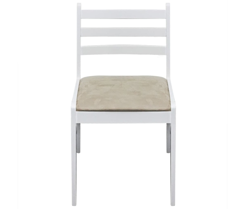 vidaXL virtuves krēsli, 2 gab., balts, masīvs gumijkoks un samts