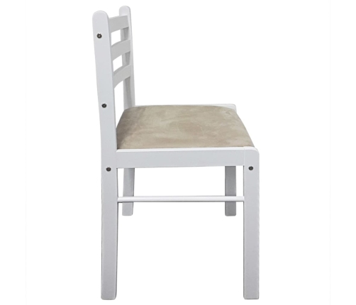 vidaXL virtuves krēsli, 2 gab., balts, masīvs gumijkoks un samts