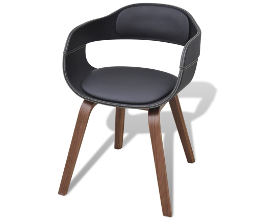 vidaXL virtuves krēsli, 4 gab., melni, liekts koks un mākslīgā āda