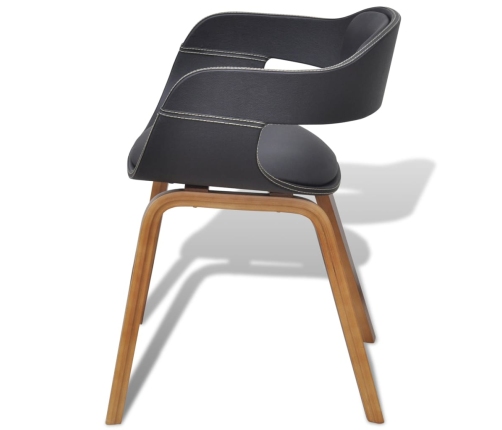 vidaXL virtuves krēsli, 4 gab., melni, liekts koks un mākslīgā āda