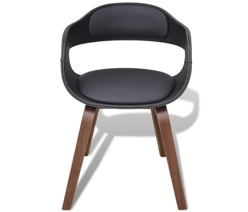 vidaXL virtuves krēsli, 6 gab., melni, liekts koks un mākslīgā āda