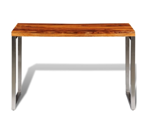 vidaXL virtuves galds, biroja galds, masīvkoks, tērauda kājas