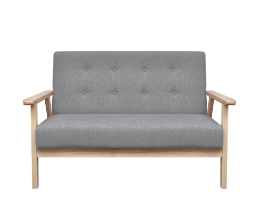 vidaXL divvietīgs dīvāns, gaiši pelēks audums