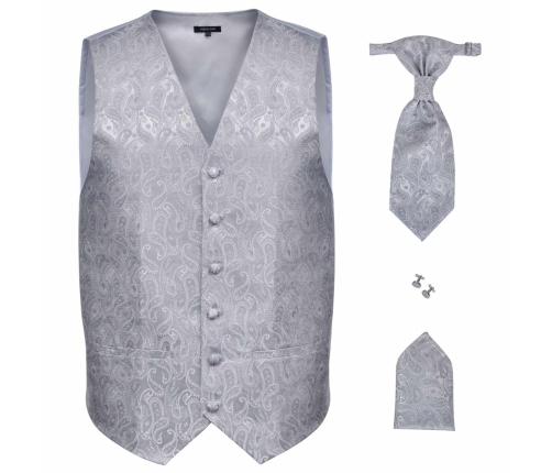 Vīriešu Kāzu Veste Komplekti Sudraba 56 Poliesters Vidaxl