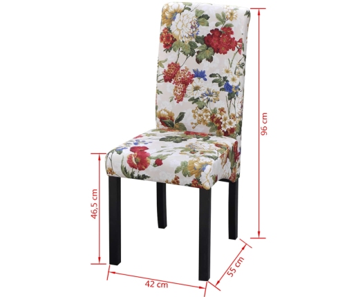 vidaXL virtuves krēsli, 4 gab., krāsains audums