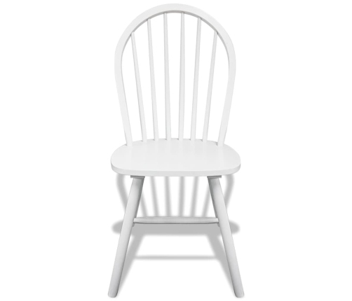 vidaXL virtuves krēsli, 6 gab., balti, masīvs gumijkoks