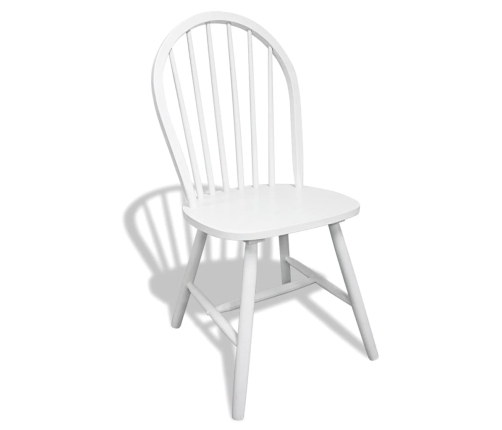 vidaXL virtuves krēsli, 6 gab., balti, masīvs gumijkoks